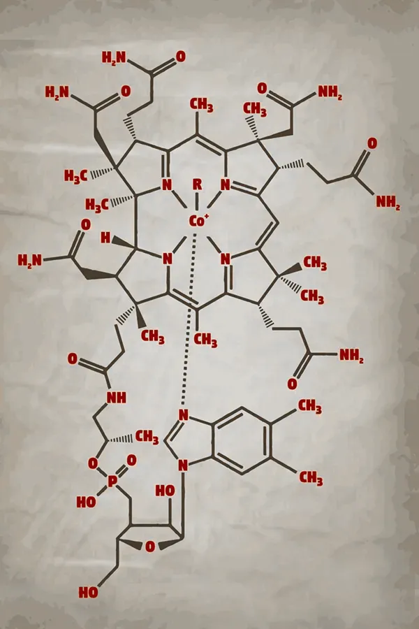 Diagram of a B12 molecule. Get B12 Lipo injections from ProCare Wellness Institute in Virginia Beach.