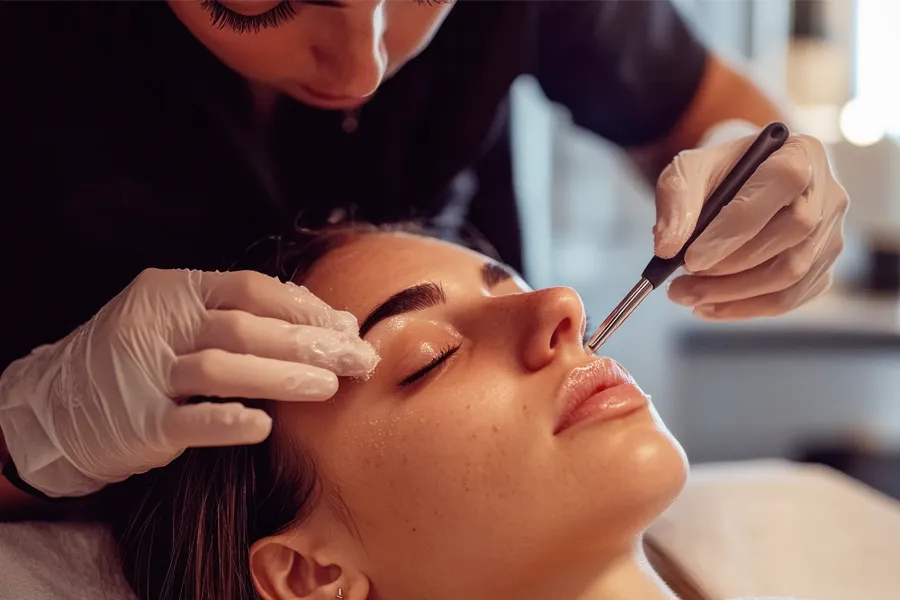 A woman receives a dermaplaning facial. Schedule dermaplaning treatment from ProCare Wellness Institute in Virginia Beach.