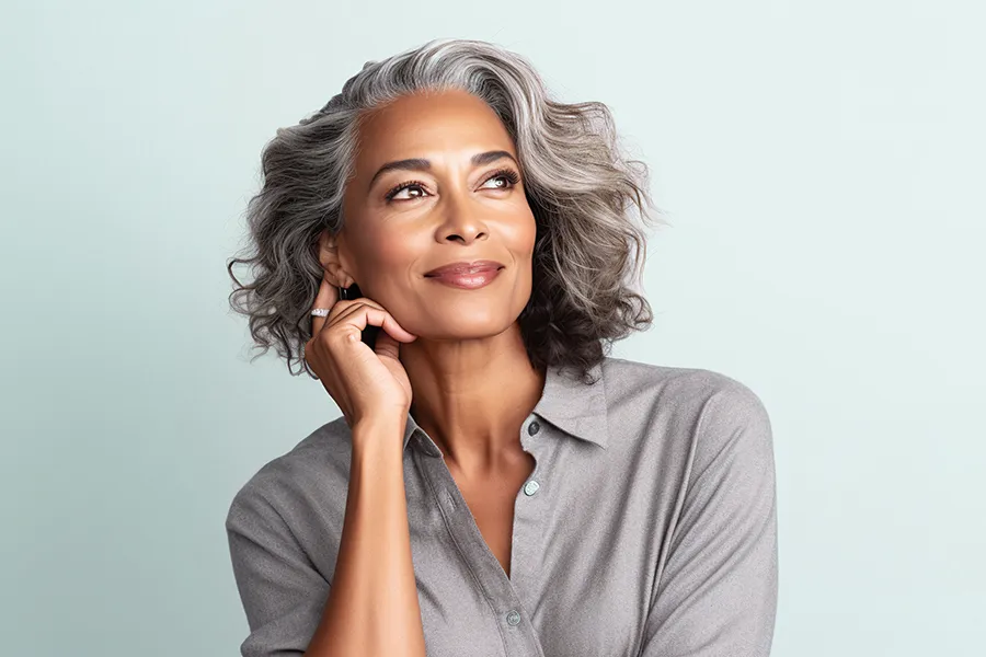 Radiofrequency-Microneedling-for-Skin-Clinic A middle-aged woman with beautiful skin. Schedule Radiofrequency Microneedling for Skin Tightening Treatment from ProCare Wellness Institute in Virginia Beach.